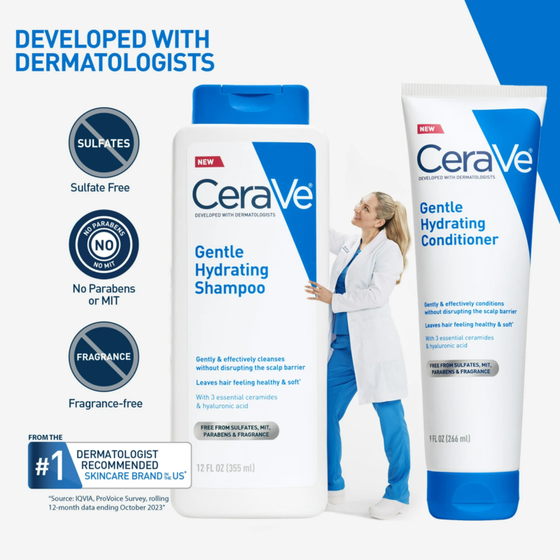 CeraVe Hydrating 2in1 Anti-Dandruff Shampoo + Conditioner, Fragrance Paraben & Sulfate Free 12 fl oz 10521804395 - Image 3