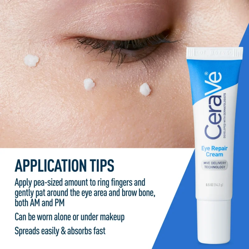 CeraVe Eye Repair Cream for Dark Circles and Puffiness for All Skin Types, 0.5 oz - Image 4